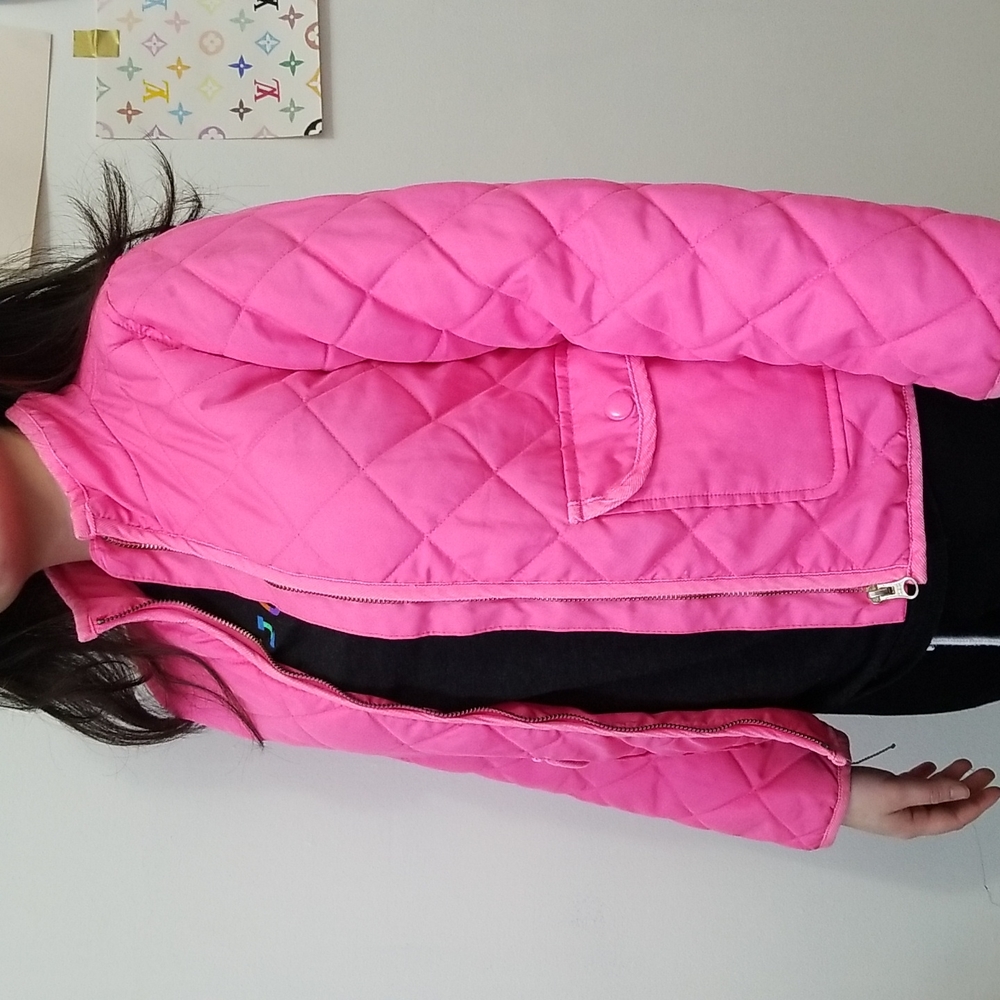 Pink puff quilted jacket